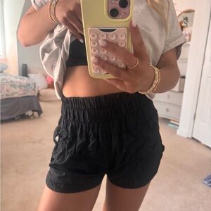 Free People Black High-Waist Athletic Shorts